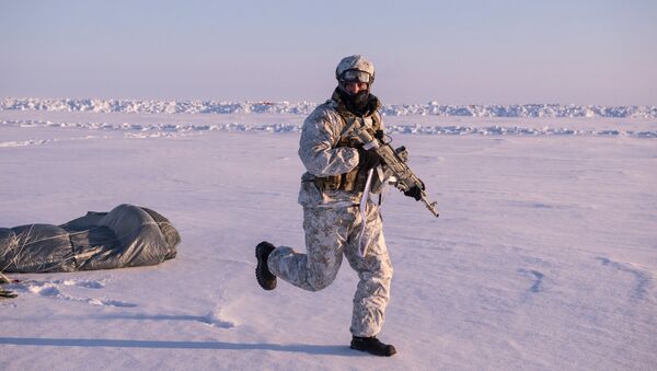 Бойцы отряда специального назначения МВД Чеченской Республики во время учений в районе Северного полюса. Архивное фото