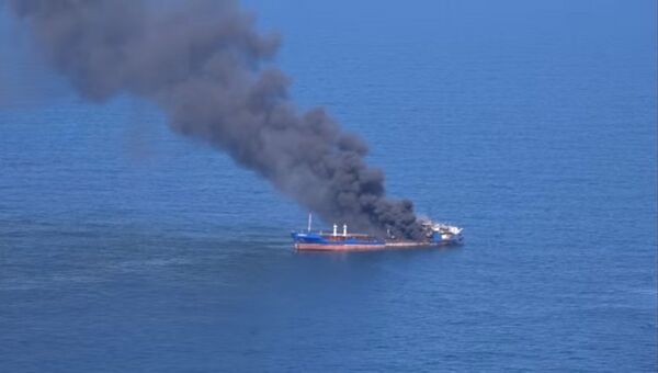 Пожар на танкере в Каспийском море
