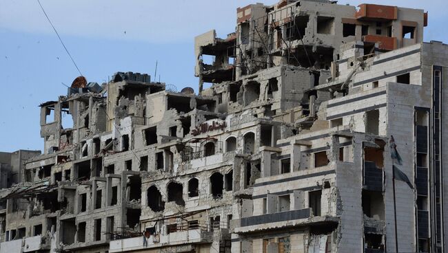Вид на разрушенные дома в Хомсе.Архивное фото