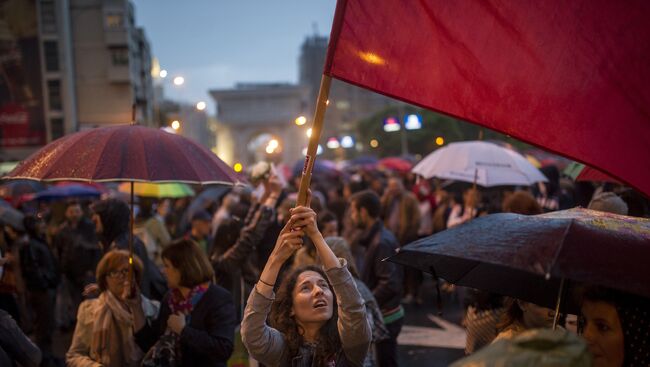 Митинг у здания парламента в Скопье, Македония. Архивное фото