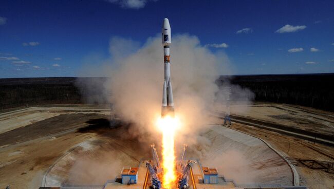 Старт ракеты-носителя Союз-2.1а с космодрома Восточный.