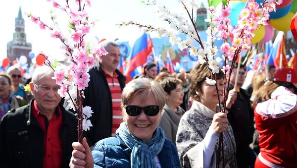 Первомайская демонстрация на Красной площади. 2016 год