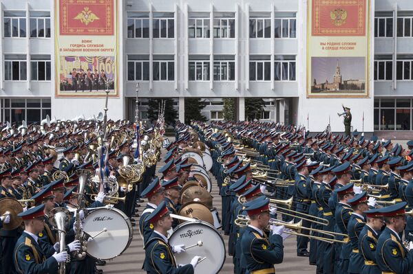 Смотр готовности сводного оркестра Московского гарнизона к военному параду