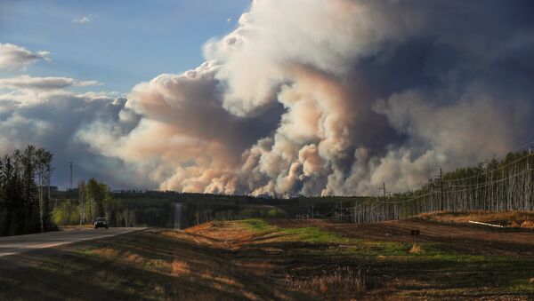 Дым от лесных пожаров в городе Форт Мак-Мюррей, Канада. Архивное фото