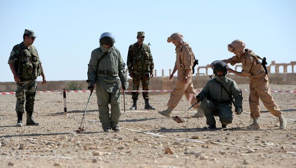 Российские саперы обучают сирийских солдат поисковой тактике и обнаружению взрывных устройств. Архивное фото