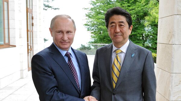 Президент России Владимир Путин и премьер-министр Японии Синдзо Абэ. Архивное фото