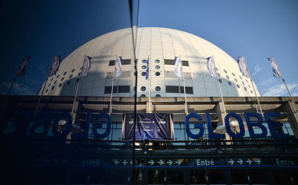 Вид на здание арены Ericsson Globe, где пройдет конкурс Евровидение - 2016