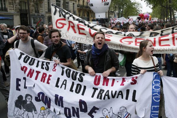 Протесты против реформы труда в Париже, Франция