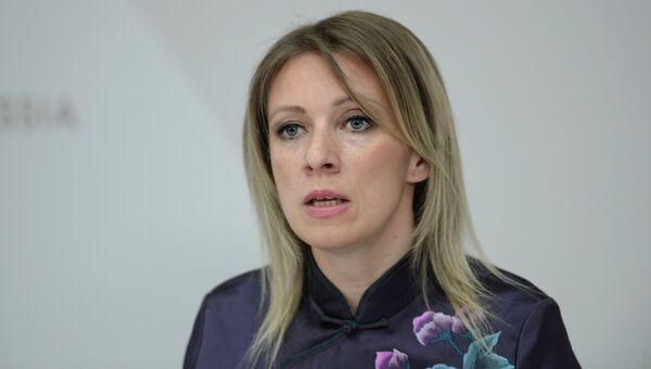 Директор департамента информации и печати министерства иностранных дел РФ Мария Захарова во время регулярного брифинга в Сочи