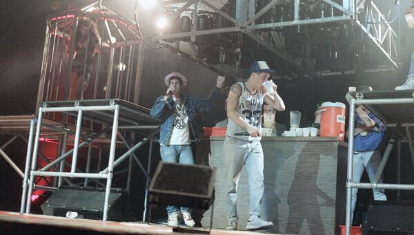 Выступление Beastie Boys в Madison Square Garden, Нью-Йорк, США. Архивное фото