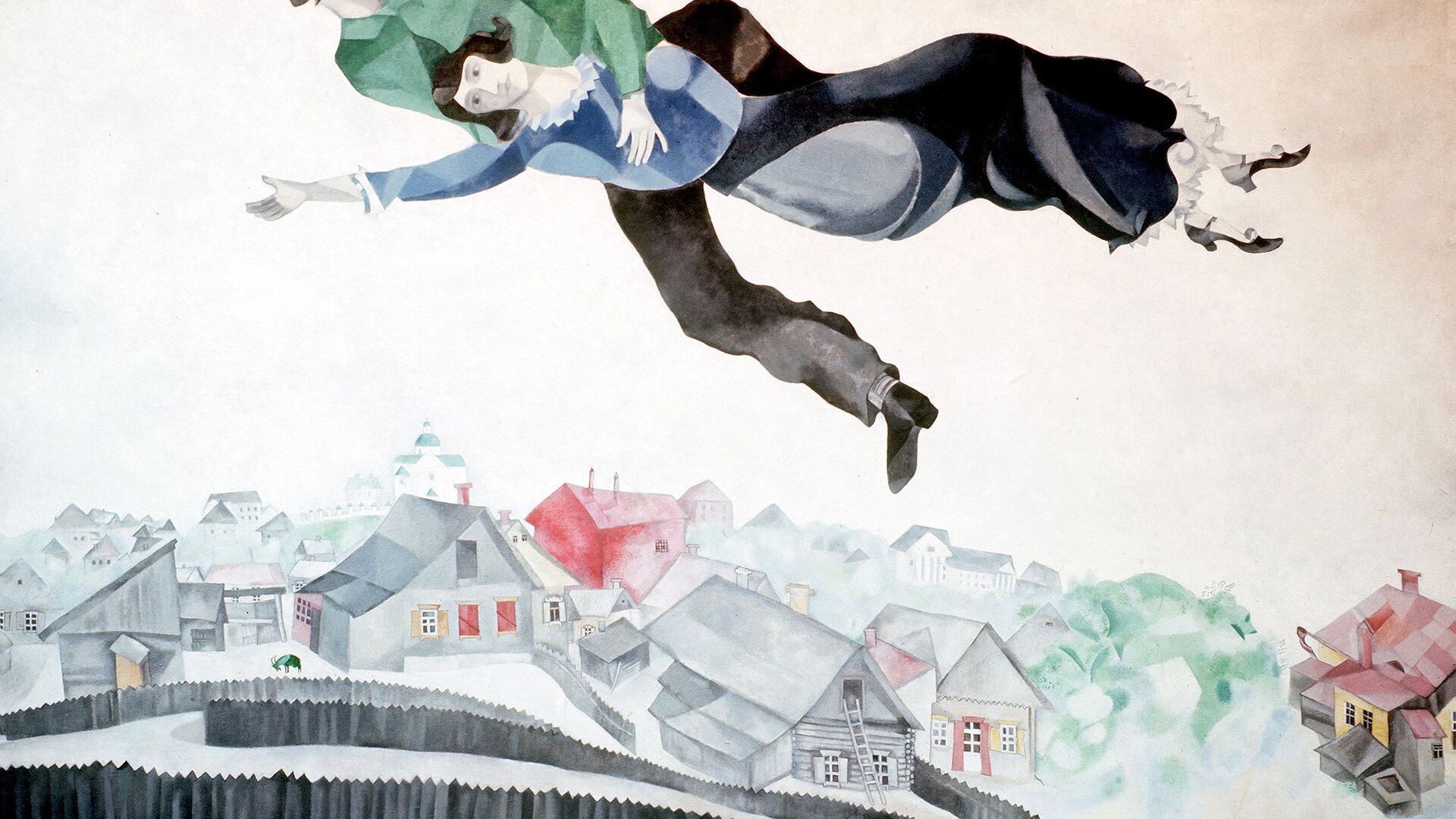 Картина М.Шагала Над городом - РИА Новости, 1920, 29.10.2021