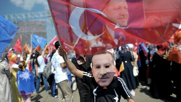 Сторонники президента Турции Тайипа Эрдогана на демонстрации в Стамбуле. Архивное фото