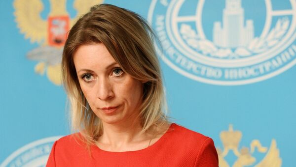 Официальный представитель министерства иностранных дел России Мария Захарова во время брифинга по текущим вопросам внешней политики. 26 мая 2016