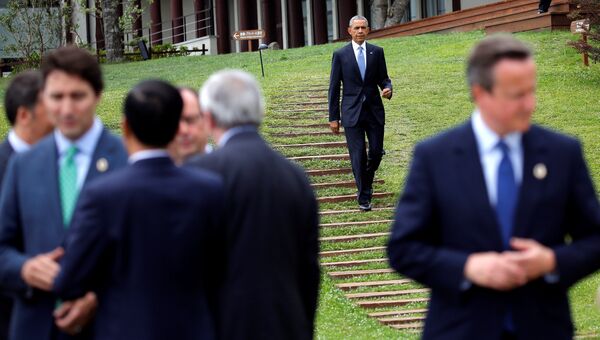 Президент США Барак Обама и лидеры стран-участниц саммита G7 в Японии. 27 мая 2016 года