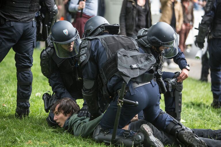 Акция протеста профсоюзов в Париже