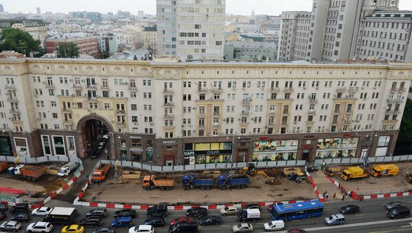 Масштабная реконструкция Тверской улицы в Москве.