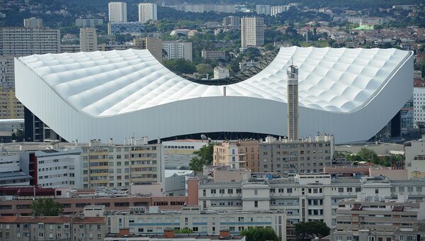 Стадион Велодром, где пройдет матч между сборными России и Англии, в Марселе, Франция. Архивное фото