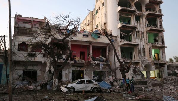 Последствия взрыва в сомалийской столице Могадишо