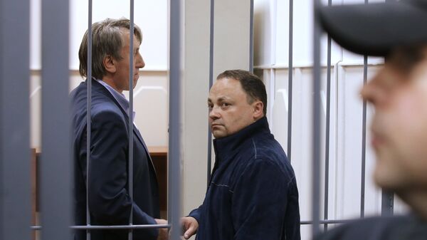 Мэр Владивостока Игорь Пушкарев в Басманном суде Москвы, где рассматривается ходатайство следствия об его аресте
