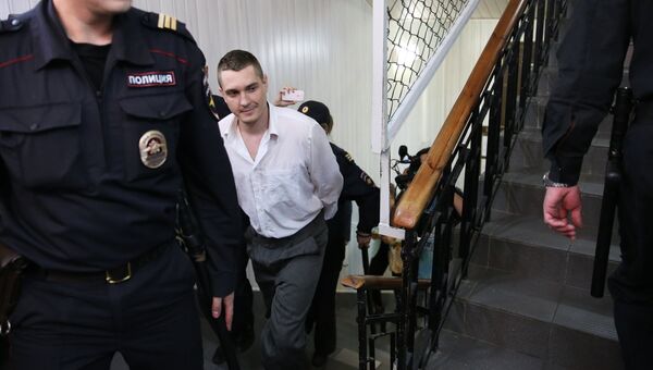Антон Рыжов, обвиняемый в угоне автомобиля Чайка в Савеловском суде Москвы