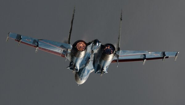 Самолет Су-27 пилотажной группы Русские Витязи. Архивное фото