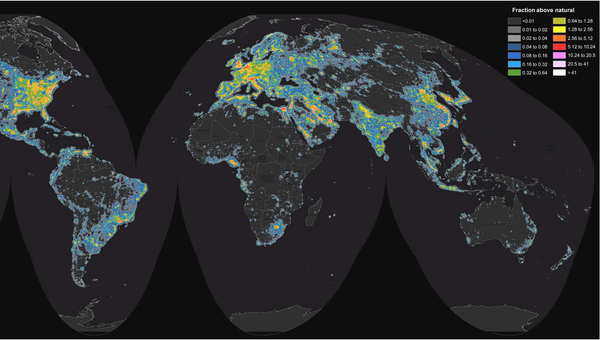 Карта светового загрязнения мира