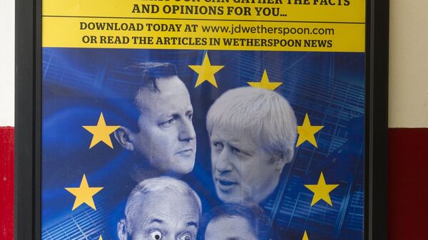 Плакат в поддержку референдума по вопросу о сохранении членства Великобритании в Евросоюзе (ЕС)
