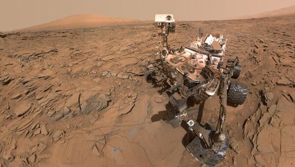 Сэлфи Curiosity, сделанный рядом с камнем Окорузо