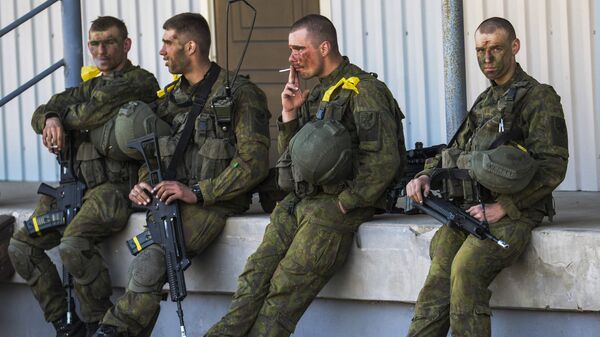 Силы обороны Эстонии совместно с союзниками НАТО во время военных учений Весенний шторм.