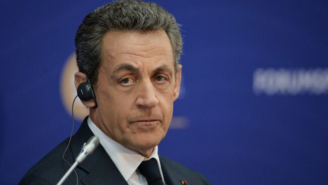Экс-президент Франции Николя Саркози выступает на XX Петербургском международном экономическом форуме