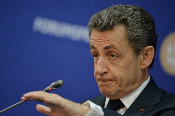 Экс-президент Франции Николя Саркози выступает на XX Петербургском международном экономическом форуме