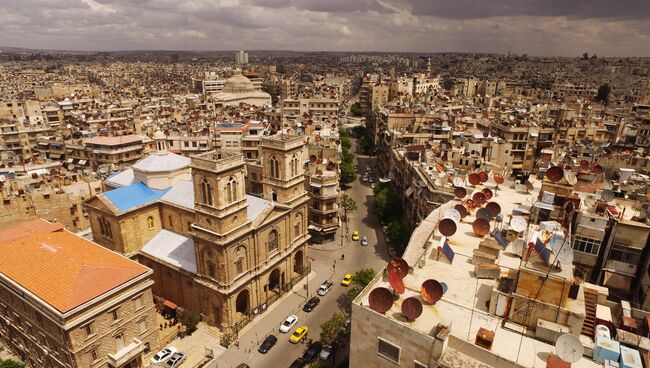 Панорама города Алеппо, Сирия.Архивное фото