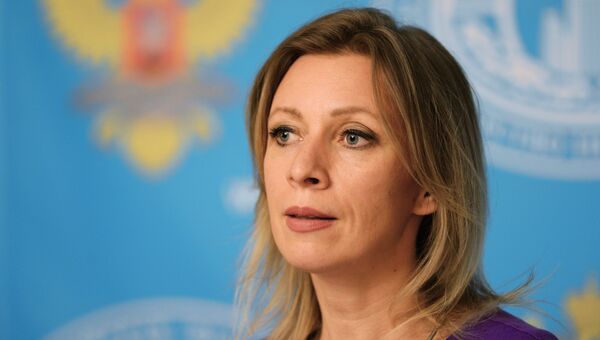 Официальный представитель МИД России Мария Захарова во время брифинга по текущим вопросам внешней политики