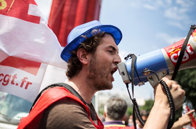 Акция протеста профсоюзов в Париже