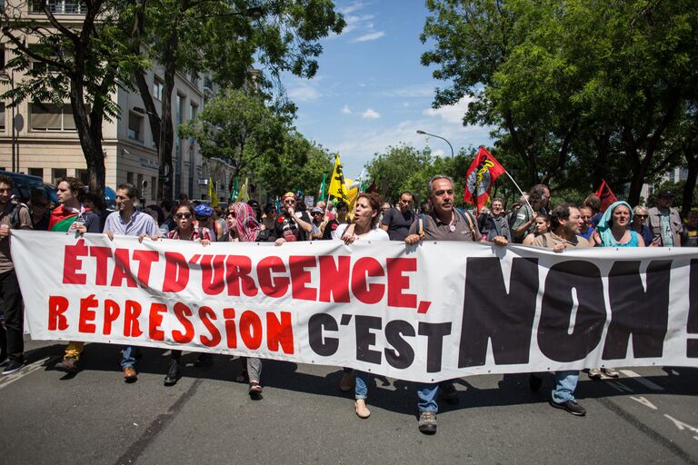 Акция протеста профсоюзов в Париже