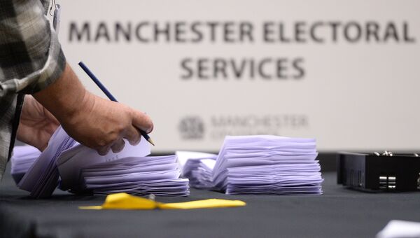 Подсчет голосов референдума по сохранению членства Великобритании в Европейском Союзе в Манчестере