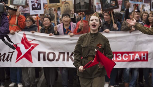 Акция Бессмертный полк в Бишкеке