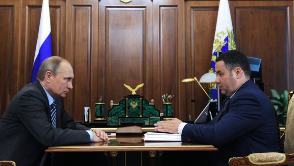 Президент РФ В. Путин встретился с и.о. губернатора Тверской области И. Руденей