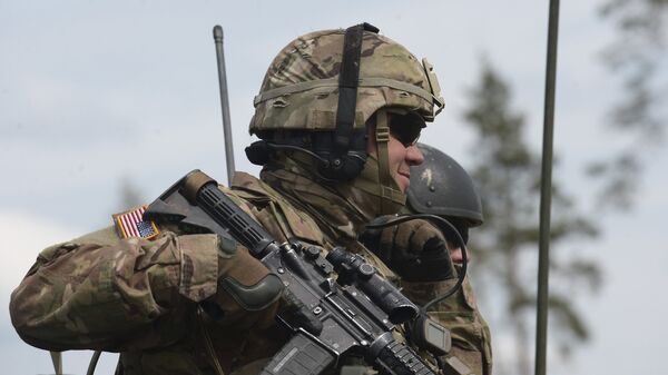 Военнослужащий армии США во время международных военных учений Saber Strike-2016  в Эстонии, архивное фото