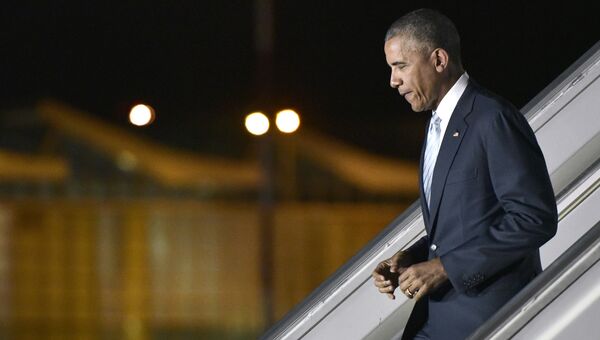 Президент США Барак Обама в аэропорту Варшавы перед саммитом НАТО