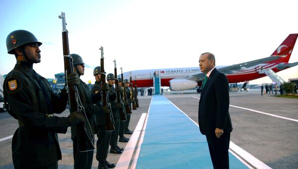Президент Турции Реджеп Тайип Эрдоган в аэропорту Стамбула