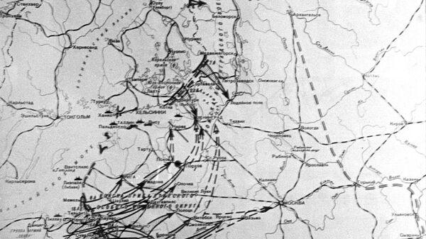 Репродукция карты-схемы плана Барбаросса - немецко-фашистского плана подготовки военного нападения на СССР