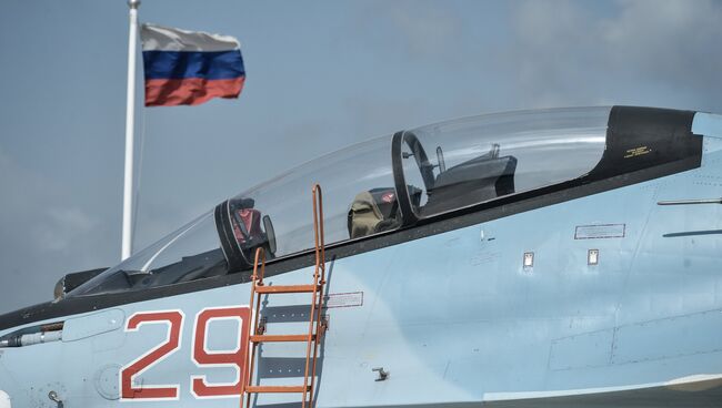 Истребитель Воздушно-космических сил РФ СУ-30 СМ. Архивное фото