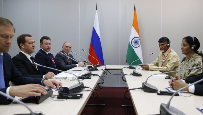 Встреча Дмитрия Медведева с министром торговли и промышленности Индии Нирмалой Ситхараман в Екатеринбурге