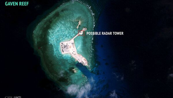 Радиолокационная башня на архипелаге Спратли в Южно-Китайском море