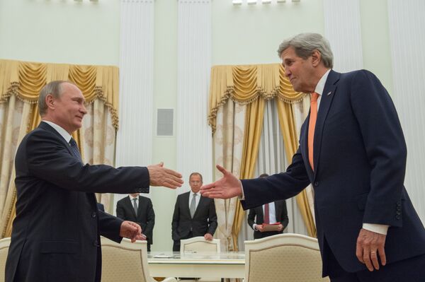 Рабочая встреча президента РФ В. Путина с государственным секретарем США Дж. Керри Рабочая встреча президента РФ В. Путина с государственным секретарем США Дж. Керри