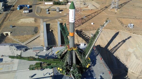 Ракета-носитель Союз-У на стартовом комплексе космодрома Байконур. Архивное фото