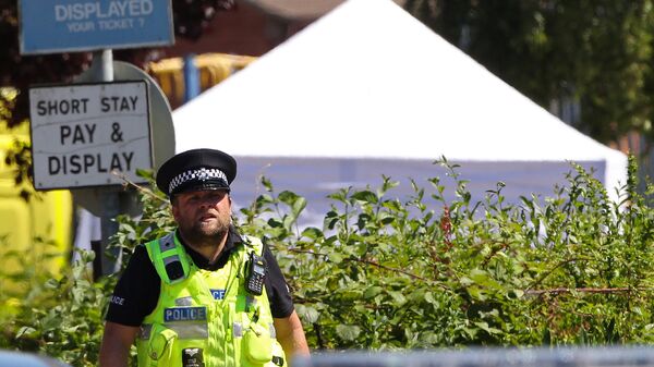 Полицейский на месте перестрелки в Линкольншире, Англия. 19 июля 2016