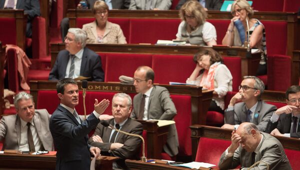 Премьер-министр Франции Манюэль Вальс выступает перед депутатами Национальной Ассамблеи Франции. 19 июля 2016