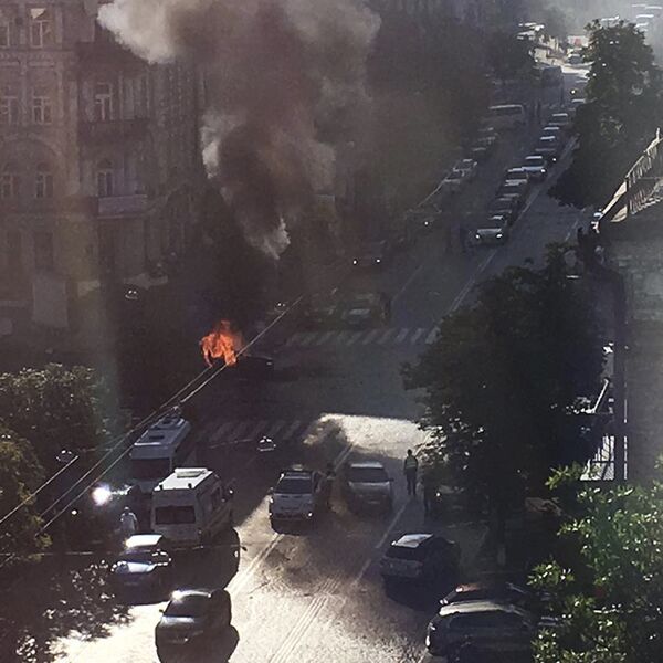 Взрыв автомобиля, в результате которого погиб журналист Павел Шеремет. Киев, Украина. 20 июля 2016